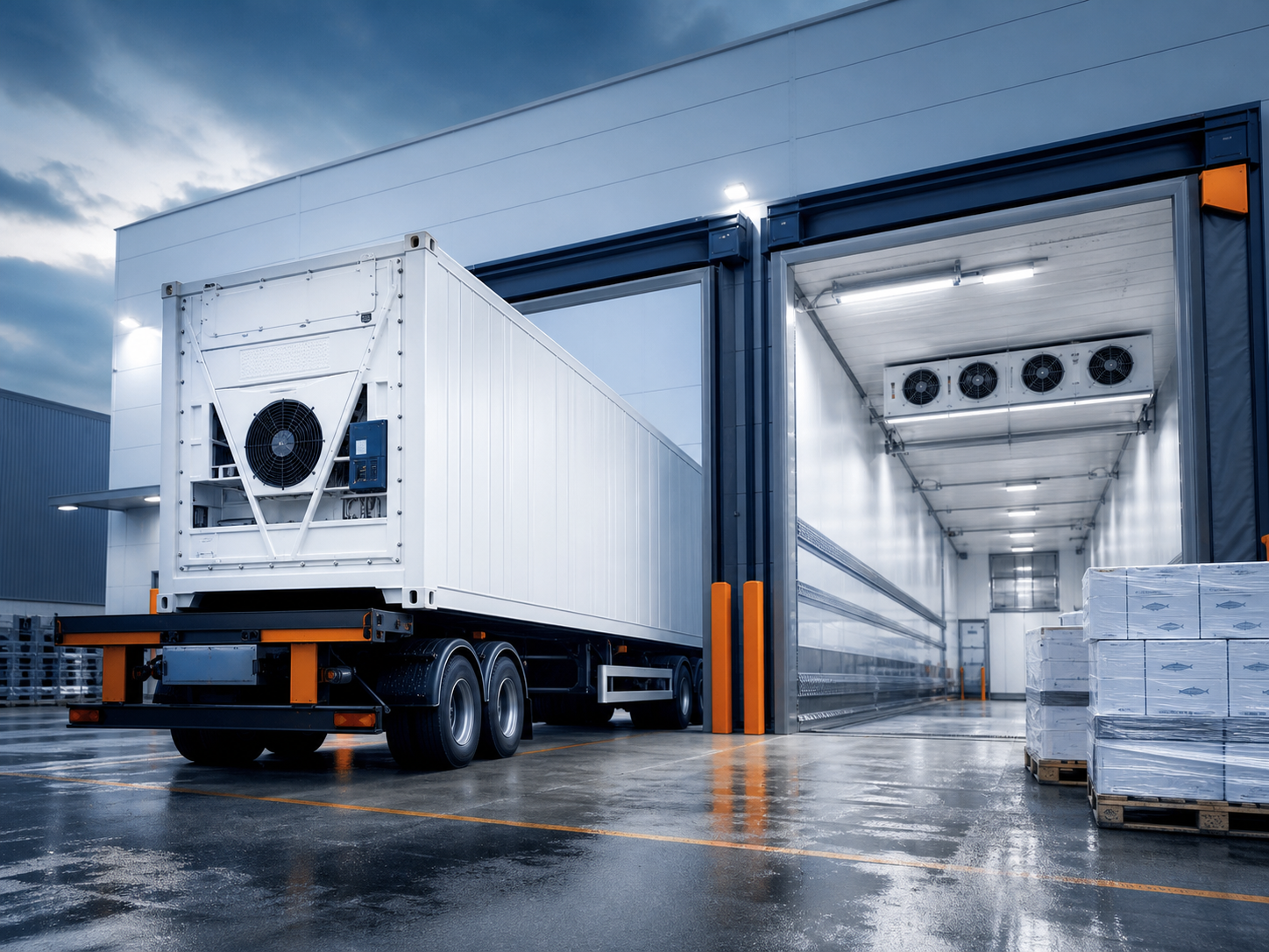 Refrigerated cargo at a temperature-controlled facility